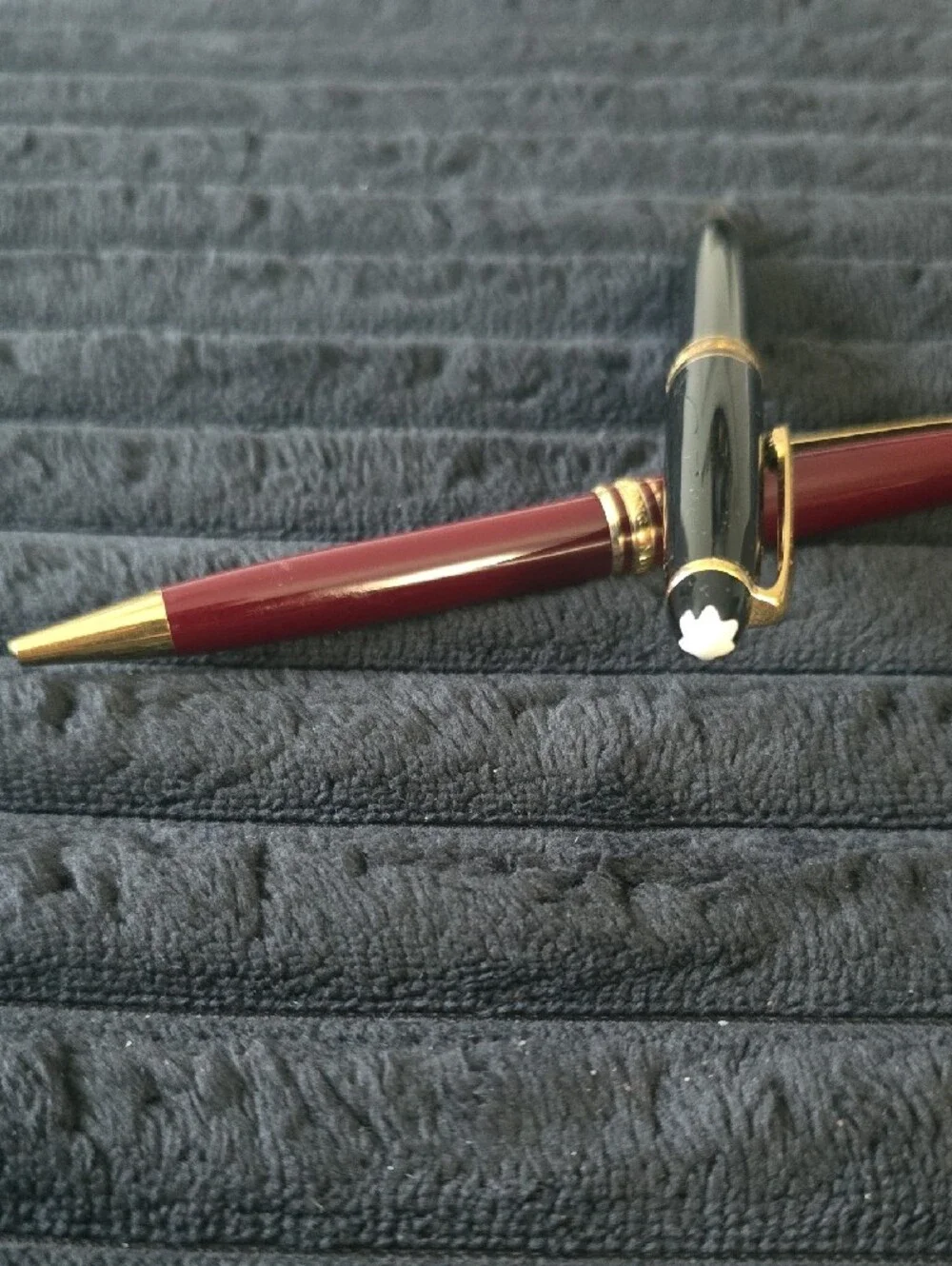 Montblanc Red and Black Ballpoint & Rollerball Pen Set with Gold Accents